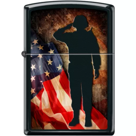 Zippo Salute Soldier-Flag - Black Matte