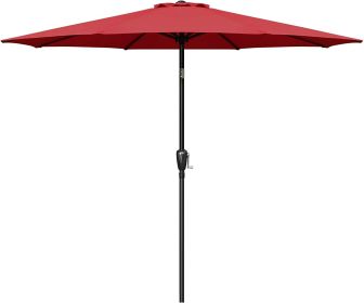 Simple Deluxe 9ft Outdoor Market Table Patio Umbrella with Button Tilt, Crank and 8 Sturdy Ribs for Garden, Red