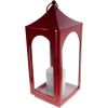 Shop4Omni 15 Inch Decorative Lantern Centerpiece with Flickering LED Candle / Red