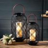 Sullivans 15.25" & 12.25" Moden Black Woven Lantern Set of 2, Metal