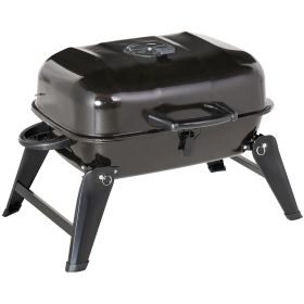 Outsunny 14" Portable Charcoal Grill, Tabletop Small BBQ Grill for Outdoor Cooking, Camping, Tailgating, Enamel Coated, Vent, Folding Legs, Black