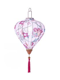 Chinese Style Cloth Lantern 14'' Diamond Shape Hanging Lantern for Garden Party Wedding Lampshade, Hydrangea