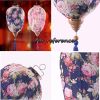 Traditional Chinese Cloth Lantern Painted Home Garden Hanging Decorative Lampshade 14" , Dark blue peony