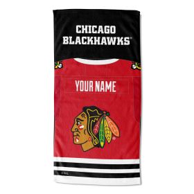 [Personalization Only] Official NHL Jersey Personalized Beach Towel - Blackhawks