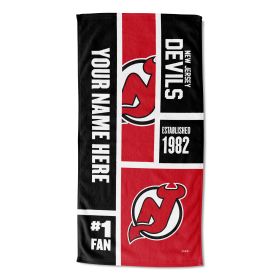 [Personalization Only] Official NHL Colorblock Beach Towel - New Jersey Devils