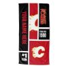 [Personalization Only] Official NHL Colorblock Personalized Beach Towel - Calgary Flames