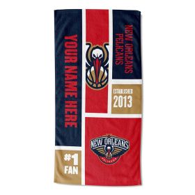 [Personalization Only] OFFICIAL NBA Colorblock Personalized Beach Towel - New Orleans Pelicans