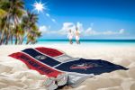 [Personalization Only] Official NHL Colorblock Personalized Beach Towel - Columbus Blue Jackets