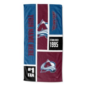 [Personalization Only] Official NHL Colorblock Personalized Beach Towel - Colorado Avalanche