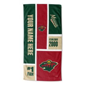 [Personalization Only] Official NHL Colorblock Personalized Beach Towel - Minnesota Wild