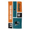 [Personalization Only] Official NHL Colorblock Personalized Beach Towel - San Jose Sharks