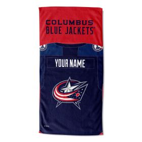 [Personalization Only] Official NHL Jersey Personalized Beach Towel - Blue Jackets