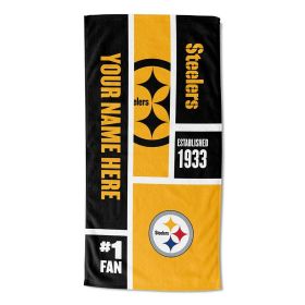 [Personalization Only] Official NFL Colorblock Personalized Beach Towel - Steelers