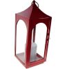 Shop4Omni 15 Inch Decorative Lantern Centerpiece with Flickering LED Candle / Red