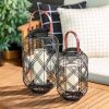 Sullivans 15.25" & 12.25" Moden Black Woven Lantern Set of 2, Metal