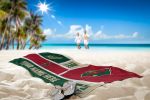 [Personalization Only] Official NHL Colorblock Personalized Beach Towel - Minnesota Wild