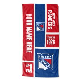 [Personalization Only] Official NHL Colorblock Personalized Beach Towel - New York Rangers