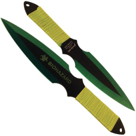 2 Piece Throwing Knife BioHazard (Color: Green)