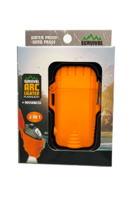 Survival Electric Arc Lighter W/LED+ Solar Panel Power Bank (Color: Orange)