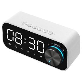 Bluetooth Alarm Clock Speaker Digital Display Alarm Clock LED Wireless Subwoofer Music Player Table Clock Cave Decor (Color: White)