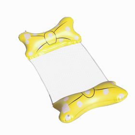 Inflatable Foldable Floating Row Summer Bow Knot With Net Recliner For Beach And Pool (Color: YELLOW)