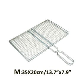 1pc Stainless Steel Vegetable BBQ Grilling Basket; Easy To Clean Grill Basket; Grill Accessories; Portable Folding Fish Grilling Basket With Removable (size: M)