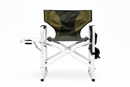 1-piece Padded Folding Outdoor Chair with Side Table and Storage Pockets; Lightweight Oversized Directors Chair for indoor;  Outdoor Camping;  Picnics (Color: Green)