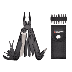 Daicamping DL12 EDC Multi Tools Multifunctional 7CR17MOV Plier Camping Gear Blade Multitools Clip Army Swiss Folding Multi Knife (Color: DL12Black-Bit)